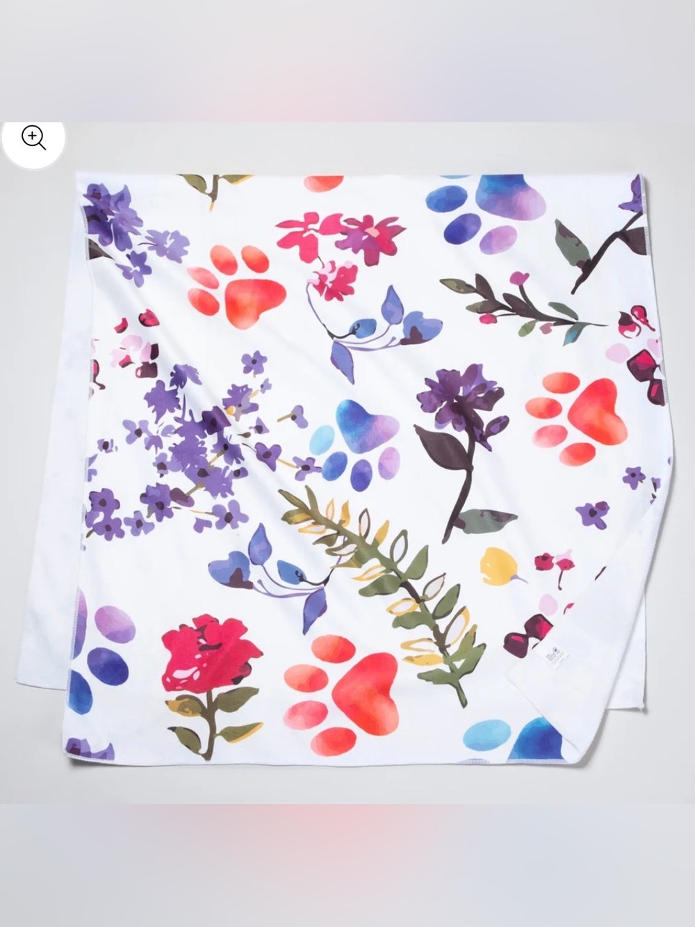 Sand-Free Floral Paws Microfiber Beach Towel With Drawstring Carry Bag